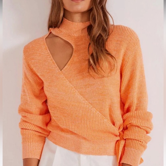 Mink Pink Lea Tie Side Sweater/ orange - Picture 3 of 5